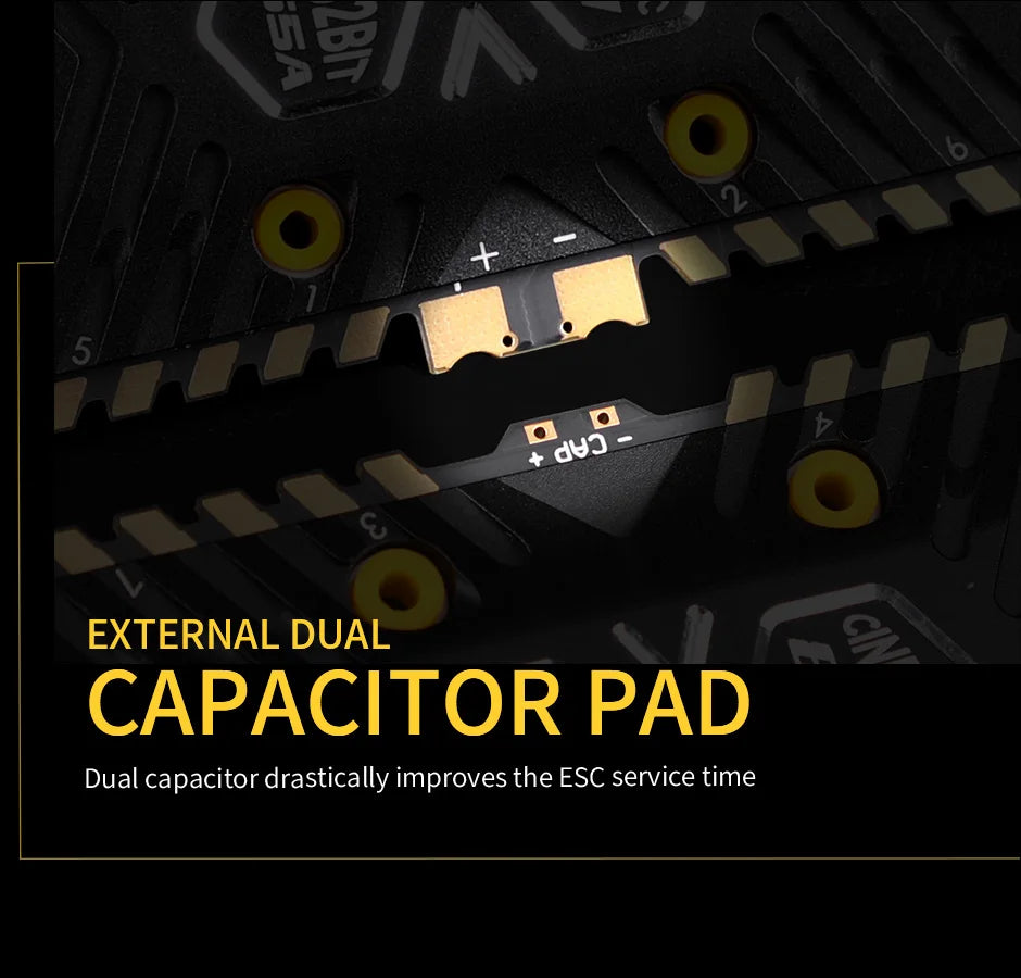 dual capacitor significantly improves the ESC service time duj . 05 A 5, E