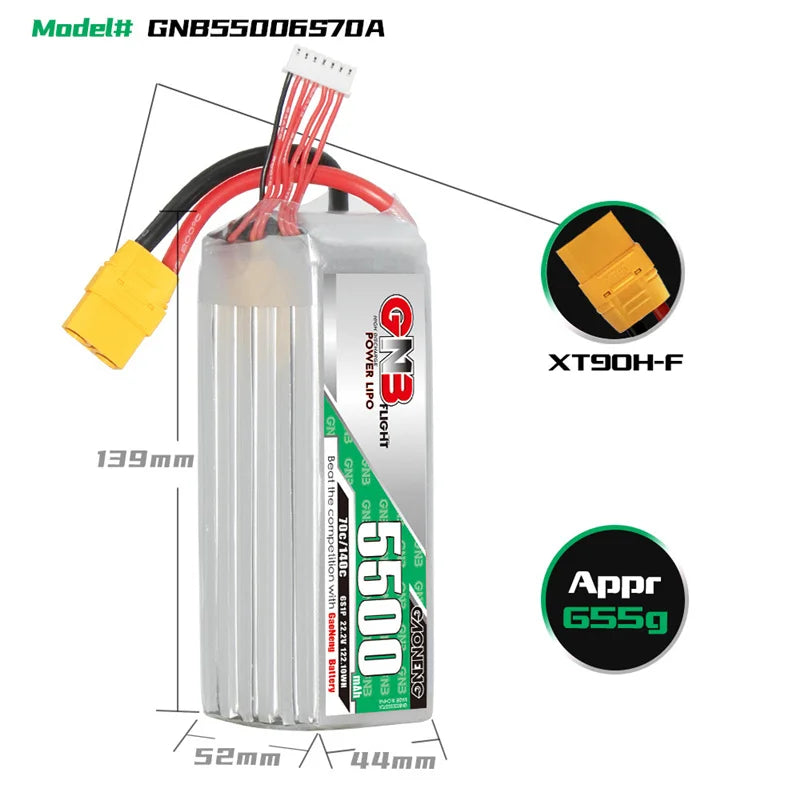 GaoNeng GNB 6S 22.2V 5500mAh Lipo Battery For FPV Drone