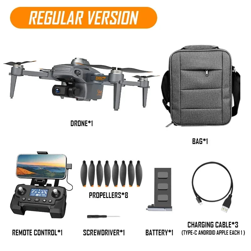 ZD015 GPS Drone, GPS drone features 1080p HD camera, 3km distance, 360-degree obstacle avoidance, and 3-axis gimbal for stable aerial footage.