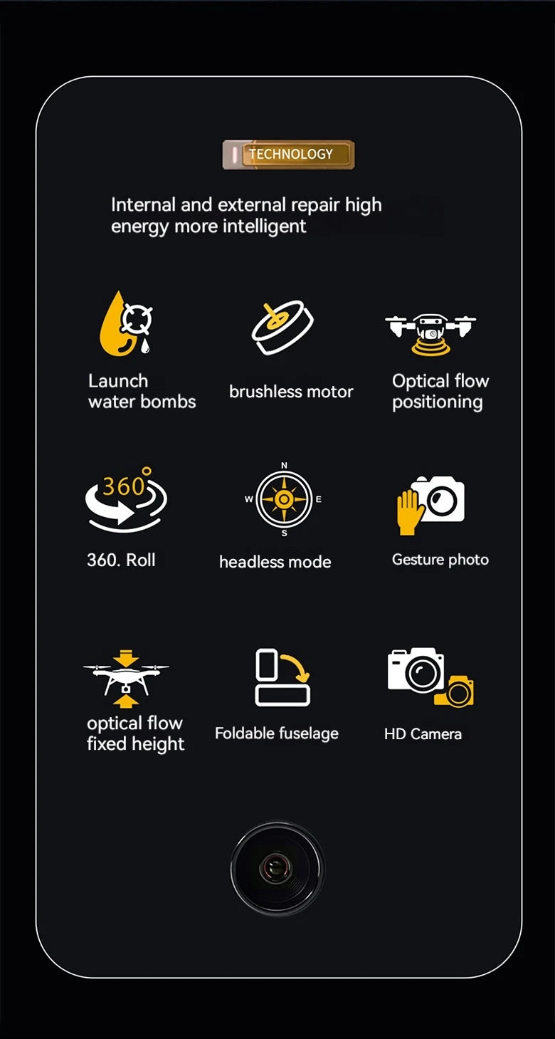 Water Bomb Drone - Optical Flow Aerial Photography Of Four Axis Aircraft Water Bomb Interactive Folding Remote Control Christmas Gift 14 Water Bomb Drone, technology internal and external repair high energy more intelligent launch optical flow brushless