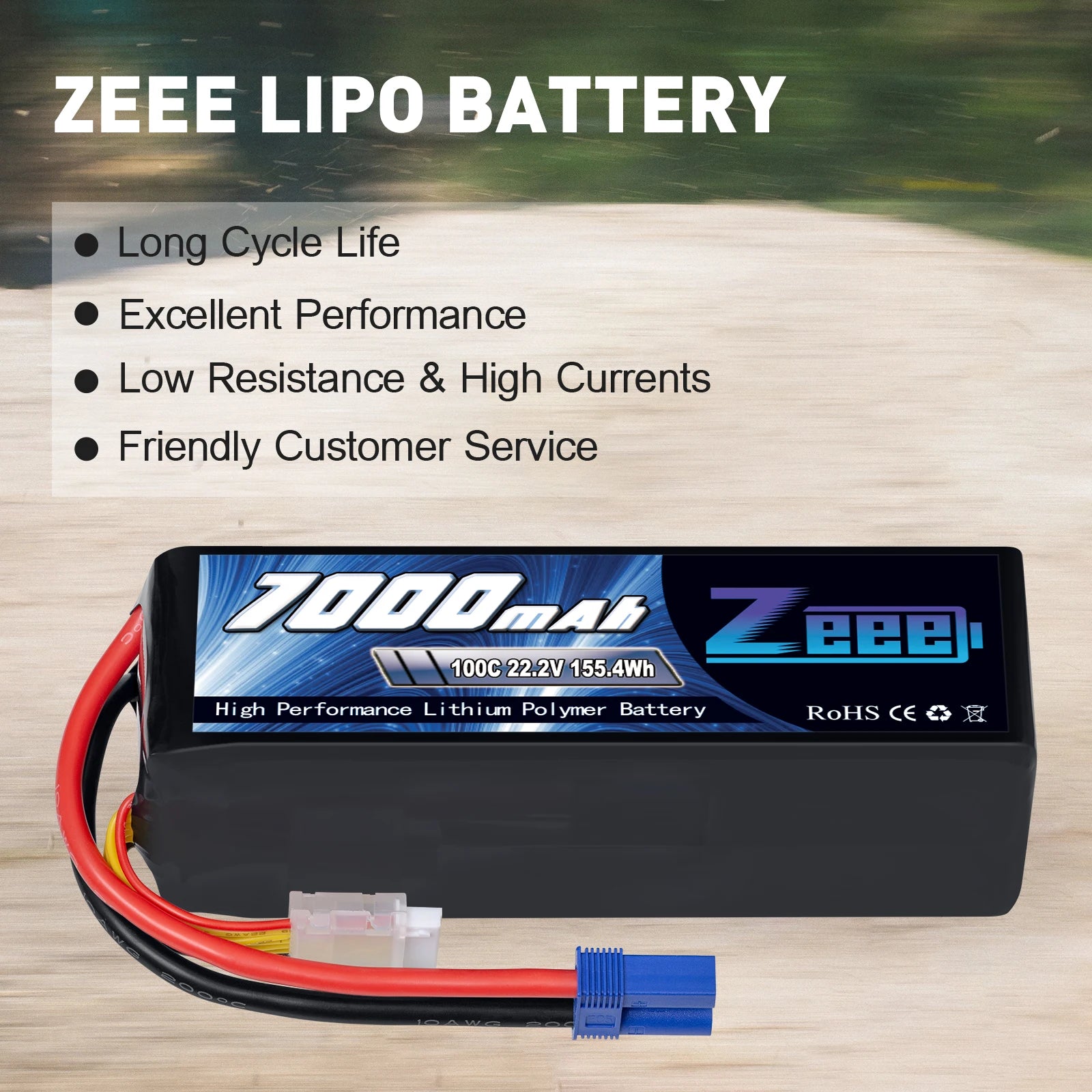 2Units Zeee Lipo Battery, ZEEE Lipo BATTERY Long Cycle Life Excellent Performance Low Resistance & High