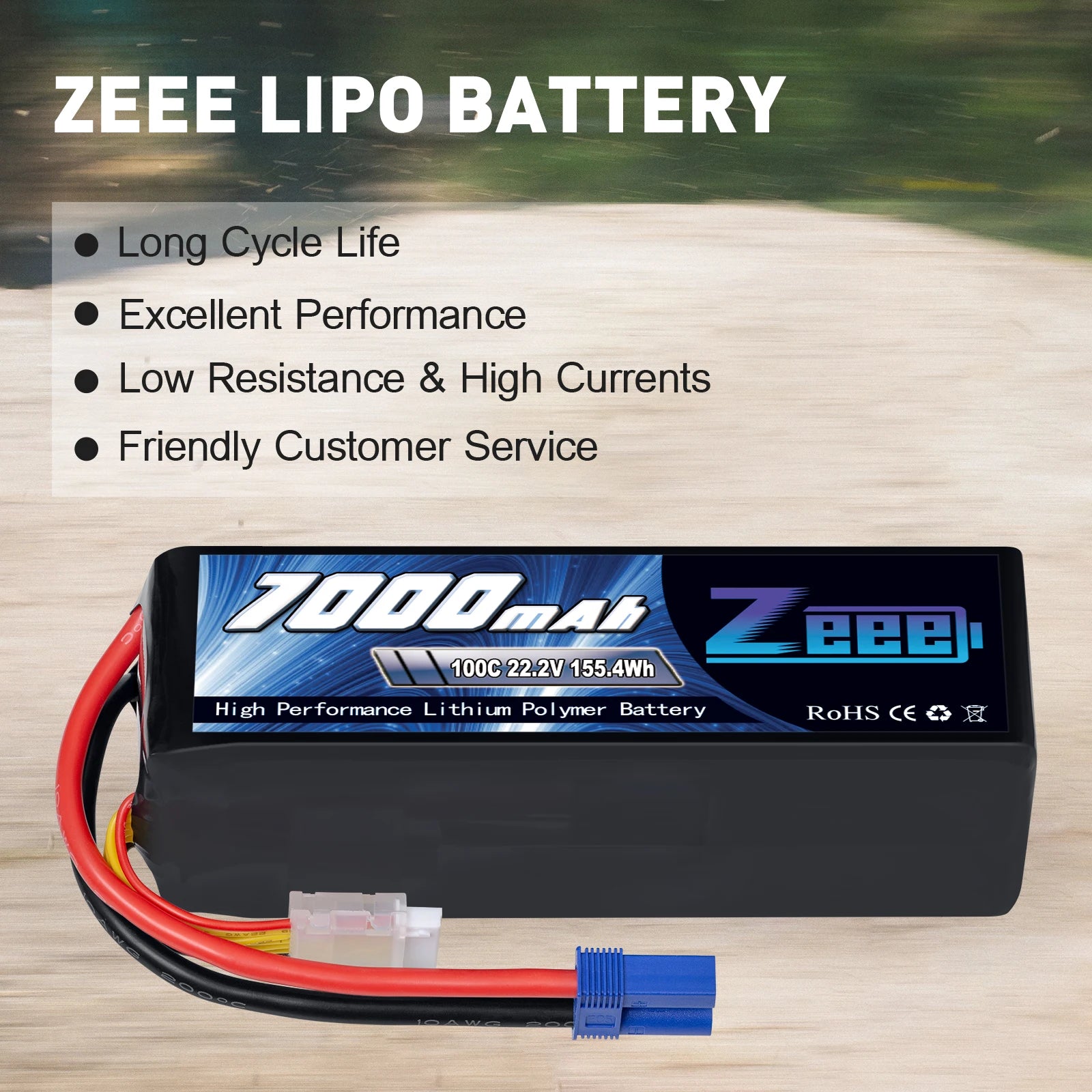2Units Zeee Lipo Battery 4S 7000mAh 6S 14.8V 22.2V 100C Softcase with EC5 Plug for RC Car Truck Tank Racer Hobby RC Battery 21 2Units Zeee Lipo Battery, ZEEE Lipo BATTERY Long Cycle Life Excellent Performance Low Resistance & High
