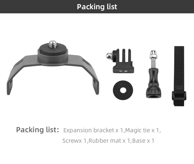 Photography Kit Mount Bracket for DJI Mavic 3/3 Classic Drone Top Extension Camera Flying Photography Kit Mount Bracket for Gopro 8/7/6 Insta360 Camera 14 Packing list 4 Packing lists: Expansion bracket x 1,Magic tie