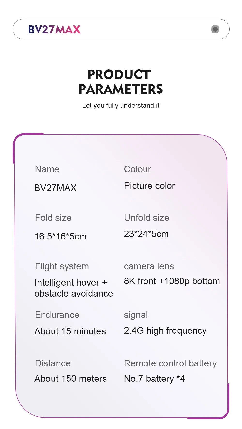 S29 Drone, Flight system camera lens Intelligent hover + 8K front + 108Op bottom obstacle avoidance