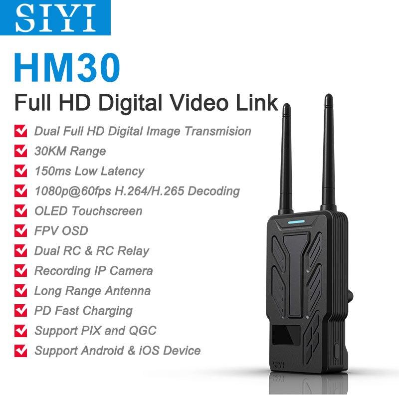SIYI HM30 Transmitter - Full HD Digital Video Link Radio System Transmitter Remote Control OLED Touchscreen 1080p 60fps 150ms FPV OSD 30KM - RCDrone