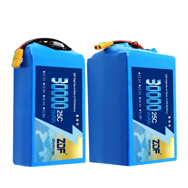 ZDF Batteries 6S 7S 12S 14S 30000mAh 22.2V 25.9V 44.4V 51.8V 25C LiPo Battery Pack with XT90-S Plug Connector for UAV Drones 6 ZDF Batteries 6S 7S 12S 14S 30000mAh 22.2V 25
