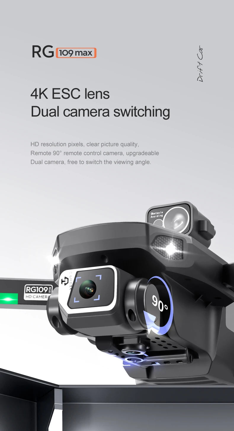 RG109 PRO MAX GPS Drone, RG o9max 3 4K ESC lens Dual camera switching HD resolution pixels 