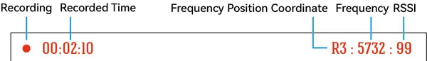 BETAFPV VR03 FPV Goggles - 64GB Storage DVR Recording 48CH RC FPV Racing Drones 13 BETAFPV VR03 FPV Goggle, Recording Recorded Time Position Coordinate Frequency RSSI 00:02: