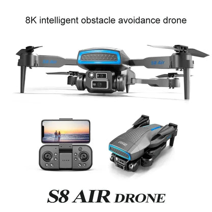 S8 Drone - HD 8K Camera RC Quadcopter Helicopter WIFI FPV Distance Avoid Obstacles Optical Flow Drone Christmas Gifts
