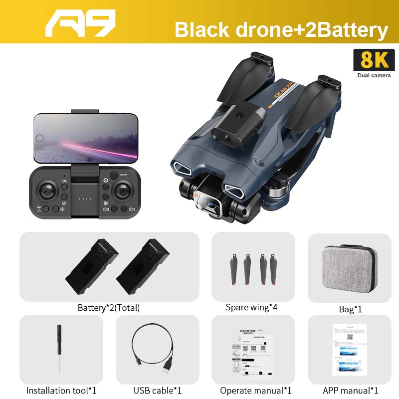 A9 PRO Drone, 2(Total) Spare wing* 4 Bag"1