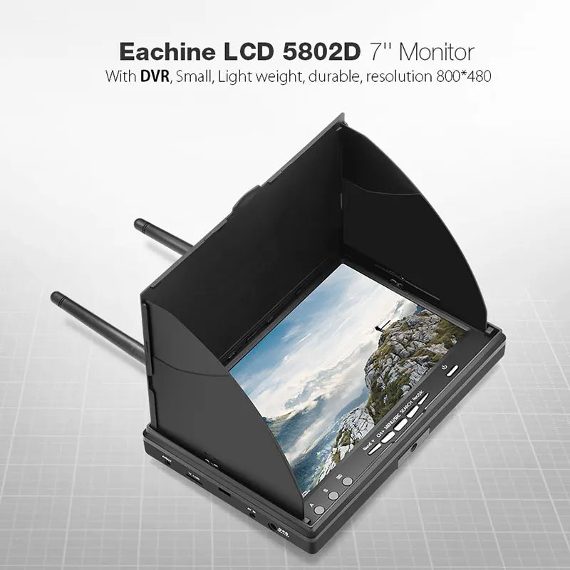 Eachine LCD5802D 7 Inch FPV Monitor - 5802 5.8G 40CH 7 Inch FPV Monitor RC Drone Airplane Long Range FPV Camera Goggles Drone Support DVR Funcion 9 Eachine LCD5802D 7 Inch FPV Monitor, Eachine LCD 5802D 7" Monitor With DVR, Small, Light weight,