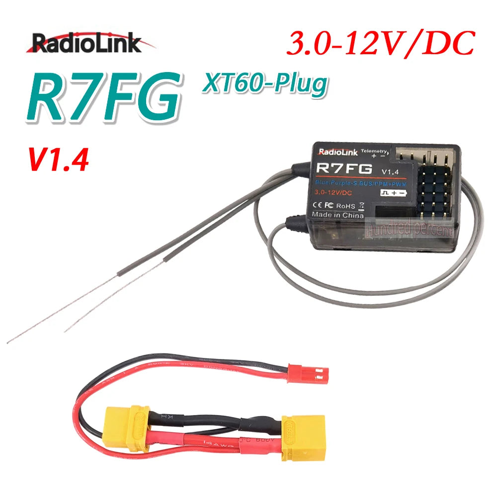 Radiolink 2.4GHz 6CH Receiver - Gyro Inside for RC4GS/R6FG V5 Transmitter R7FG V1.4 R6F V4 R4FMG V2.0 R8FG 7 Channels RCC6GS V3 10 Radiolink 2.4GHz 6CH Receiver, RadioLink 3.0-12V /DC RZFG XT6O-P