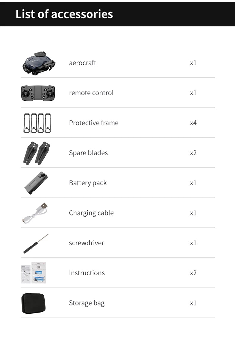 XS9 Drone, list of aerocraft accessories aerocraft xl remote control x2 battery pack x