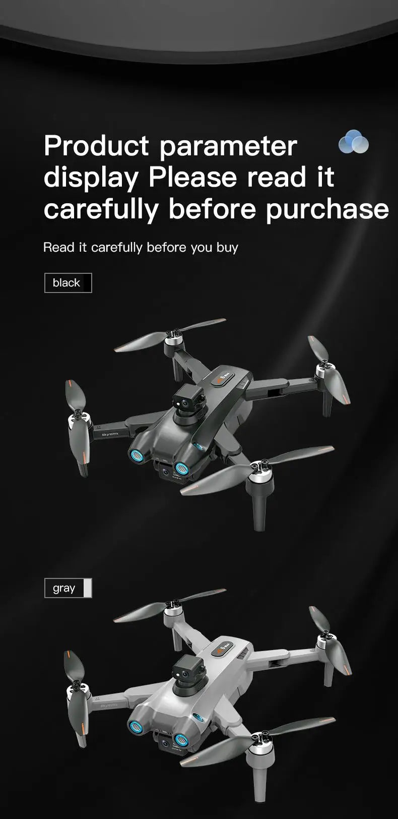 AE6 Max Drone, Product parameter display Please read it carefully before purchase Black gray buy .