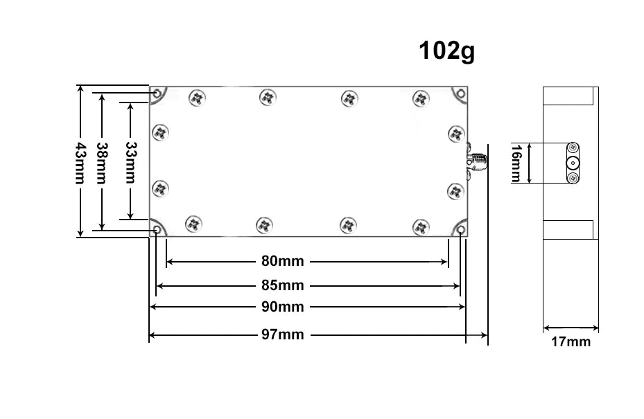10W Anti Drone Module - 433M 800M 900M 1.2G 1.4G 1.5G 2.4GHZ UAV Countermeasure Module UAV Singal Amplifier RF Anti Drone 12 DYAN 10W Anti Drone Module SPECIFICATIONS Brand Name :