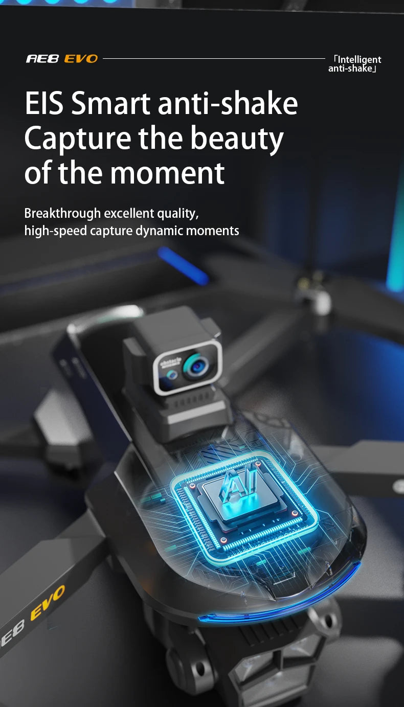 AE8 EVO Drone - Dual Camera 4K Professional Positioning Aerial Photography Laser Obstacle Avoidance Gesture Photography GPS Drone 13 AE8 EVO Drone, Ae8 Evo anttelagent EIS Smart anti-shake Capture the