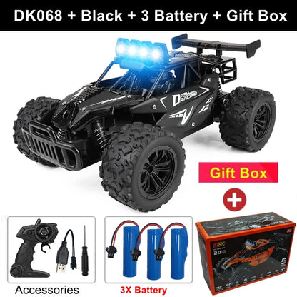 Samochód zdalnie sterowany 4WD DK087 RC Drift Racing 1:16 Off Road, stop aluminium, 2.4G, szybkie ciężarówki z LED, wspinaczka, idealny prezent dla dzieci