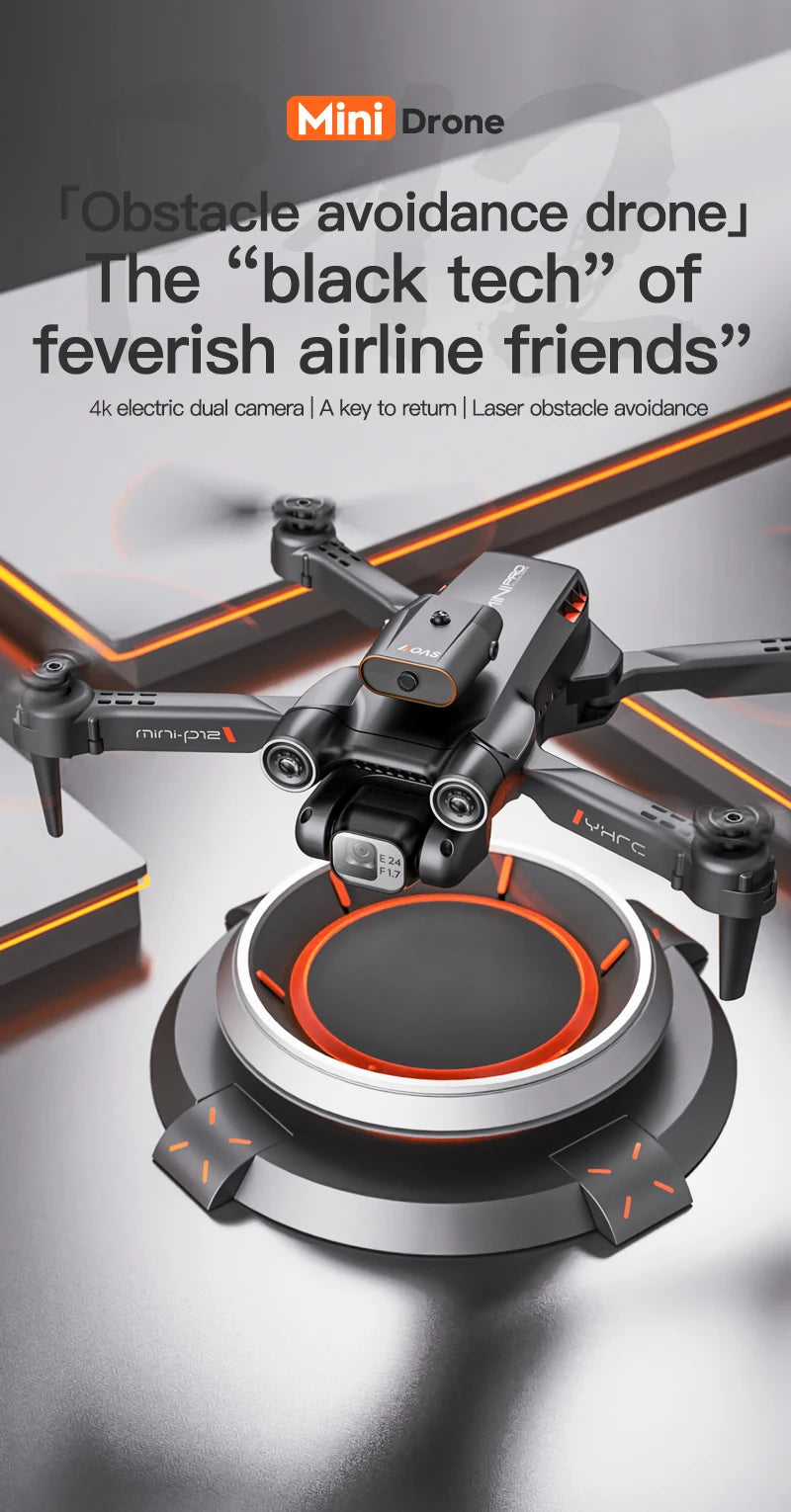 P12 Drone - Obstacle Avoidance Folding 4K HD Drone Optical Flow Quadcopter HD Aerial Photography RC Aircraft Kids Toys Gifts 33 P12 Drone, obstacle avoidance 878 (iri-(12 key