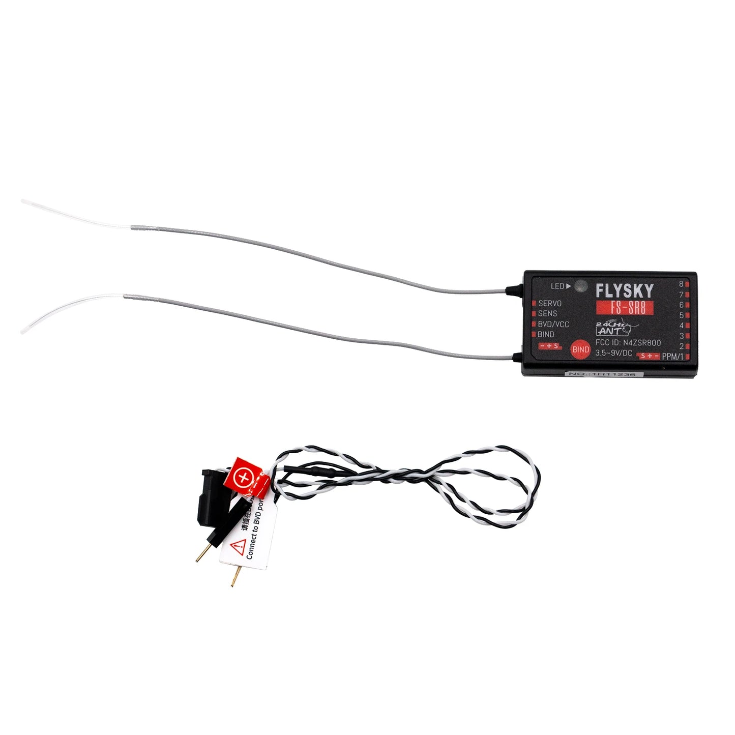 FLYSKY FS-SR8 2.4G 8CH Receiver - ANT Protocol 3.5~9V/DC Receiver for FS-ST8 RC Helicopters Car Boat Remote Controller