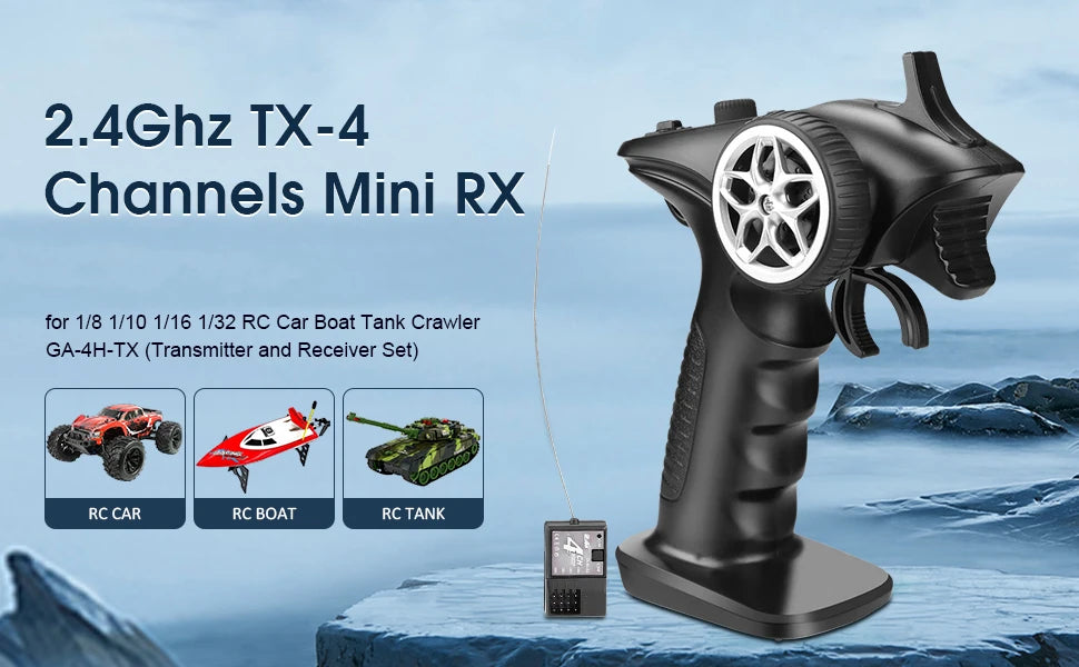 TX4 2.4GHz 4CH Radio System Transmitter Controller Remote Control w/ Receiver For RC Car Boat 12 TX4 2.4GHz 4CH Radio