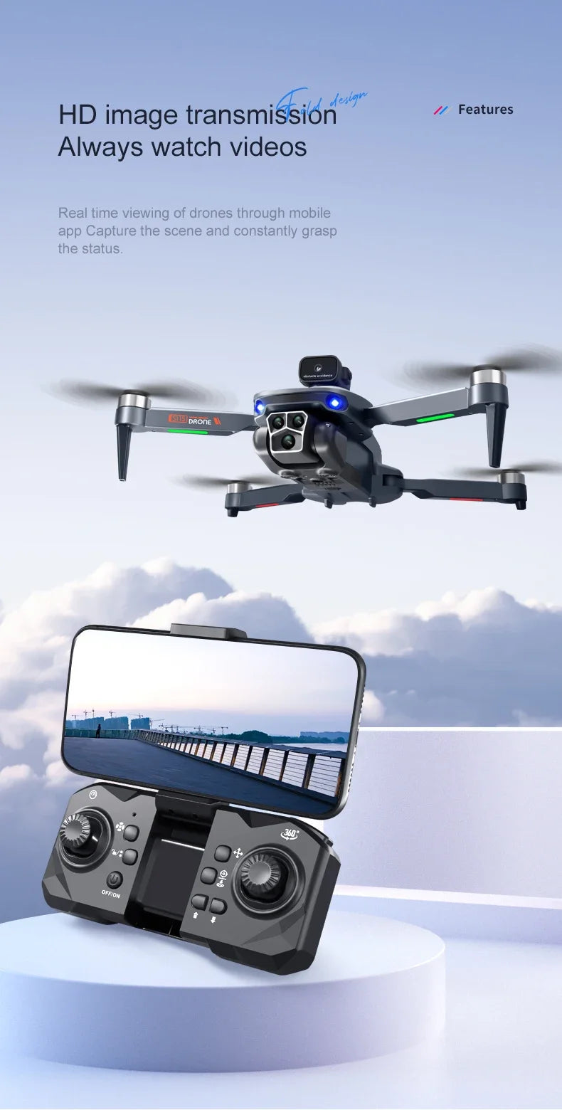 S115 Drone, esigr HD image transmission Features Always watch videos Real time viewing of drones through