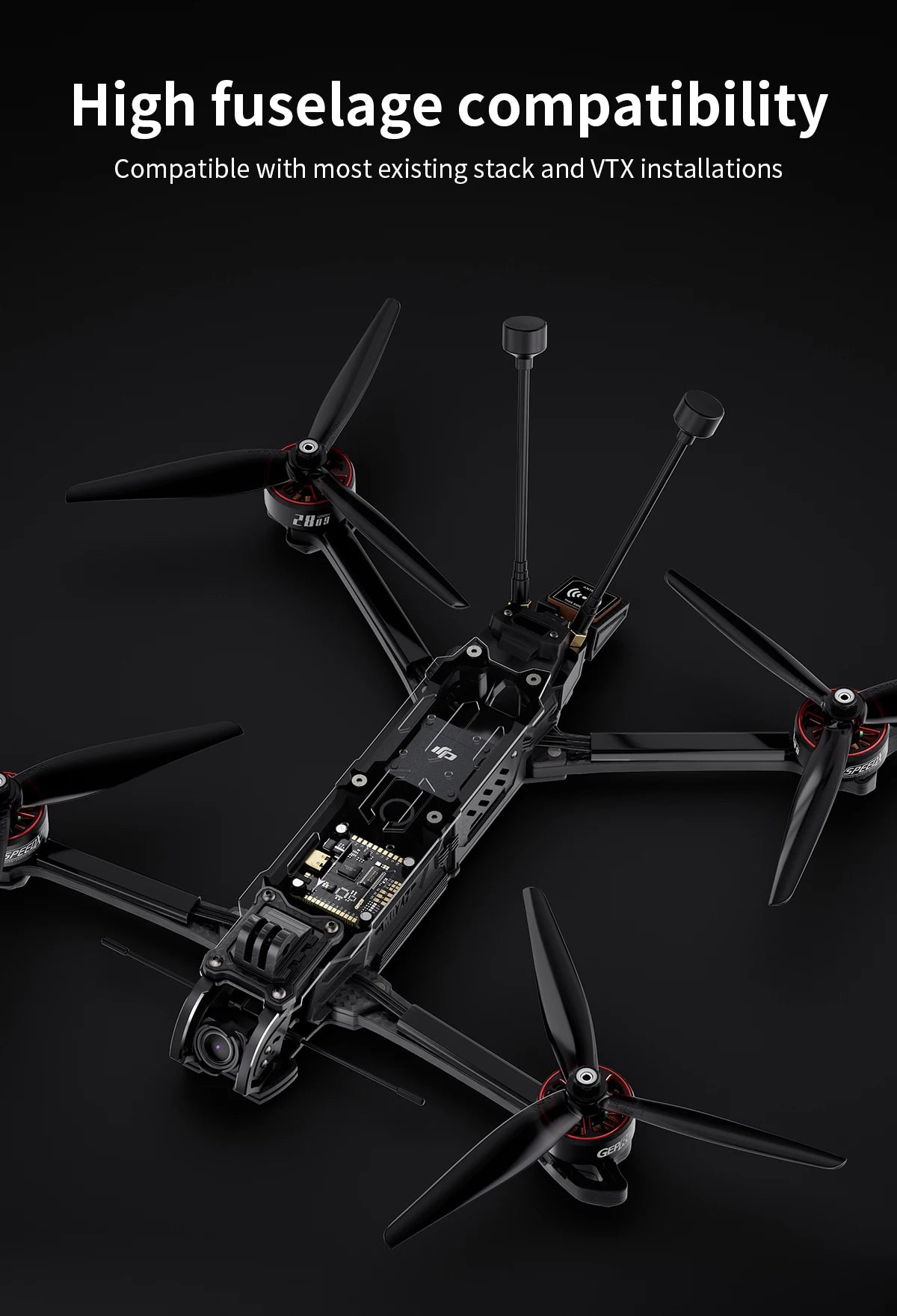 GEPRC MOZ7 Analog - Long Range FPV 7Inch 6S F722-HD-BT Built-in Bluetooth RC Quadcopter LongRange Freestyle Drone Racing Kit 13 GEPRC MOZ7 Analog, High fuselage compatibility Compatible with most existing stack and VTX installations ZHug Ge