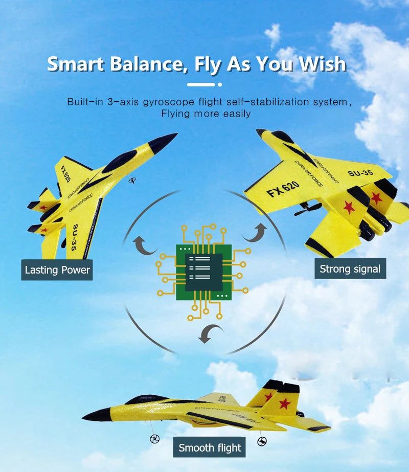Rc Plane SU 57 - Radio Controlled Airplane, Rc Plane SU 57, Built-in 3-axis gyroscope flight self-stabilization system Fly