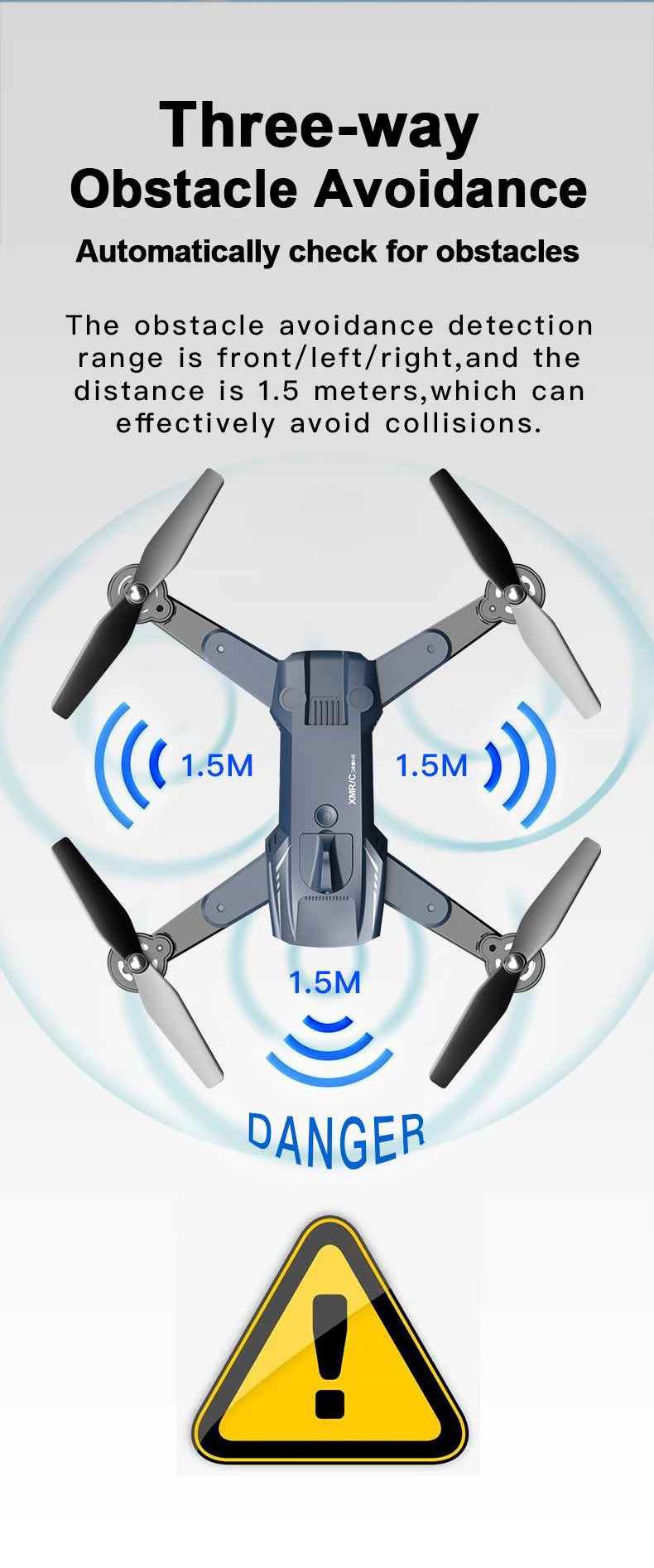 M6 Drone, the obstacle avoidance detection range is front/left/right,and