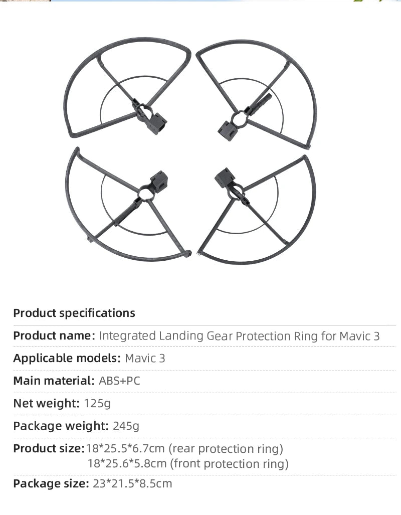 Propeller Guard Protector for DJI Mavic 3 Drone, Integrated Landing Gear Protection Ring for Mavic 3 Applicable models: mavic 3