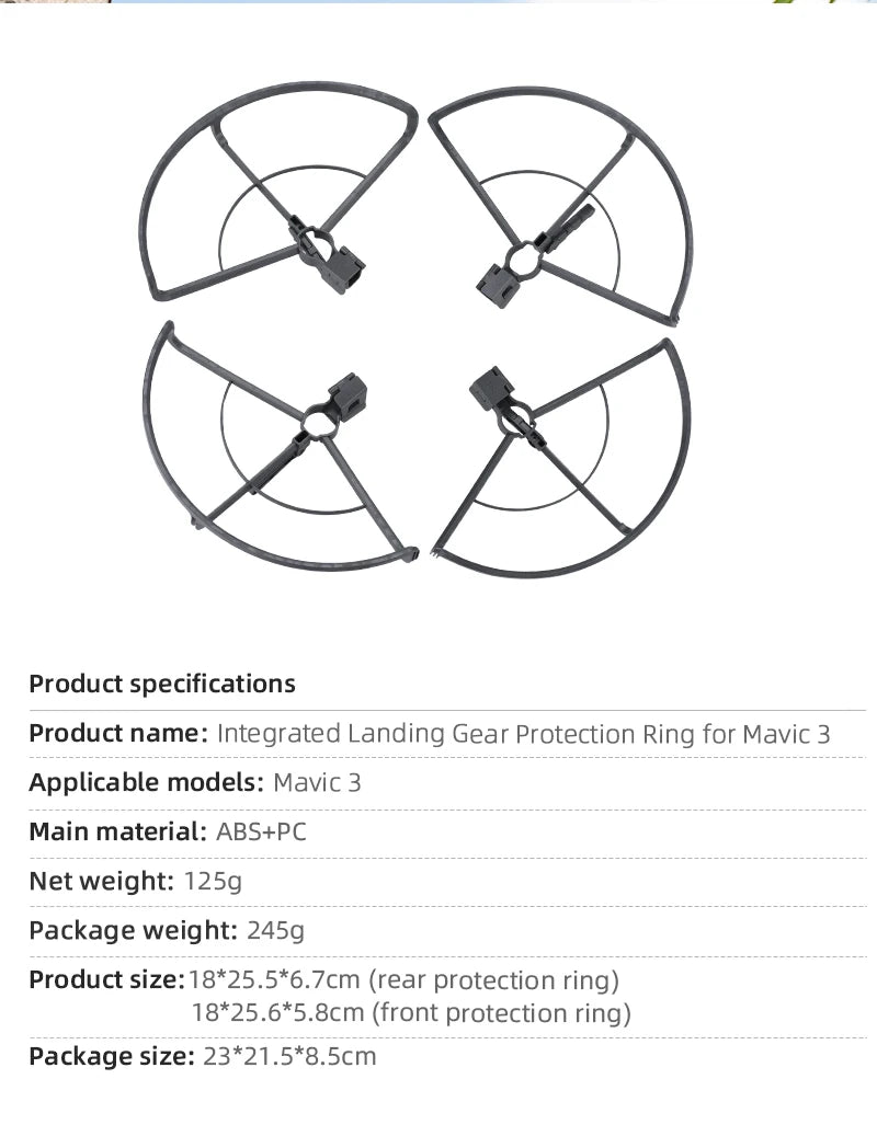 Propeller Guard Protector for DJI Mavic 3 Drone - Propeller Guard Props Wing Fan Cover Ladning Gear for Mavic 3 Drone Accessories 28 Propeller Guard Protector for DJI Mavic 3 Drone, Integrated Landing Gear Protection Ring for Mavic 3 Applicable models: mavic 3