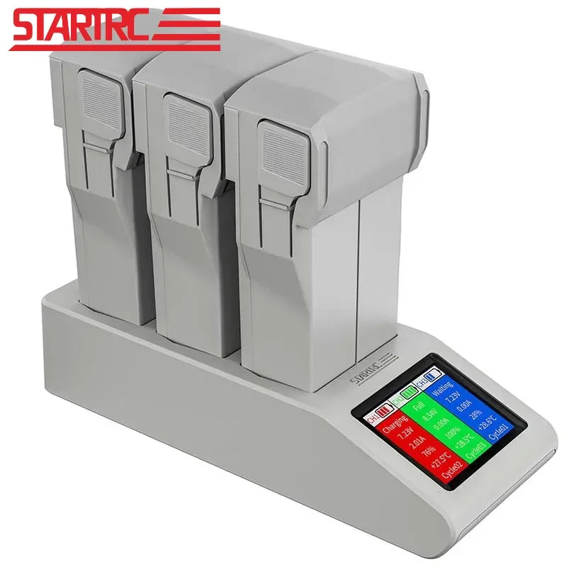 StartRC Charging Hub with Digital Display for DJI Mini 4 Pro/Mini 3 Pro/Mini 3 – 3‑Way PD Fast Charge, Sequential Battery Manager
