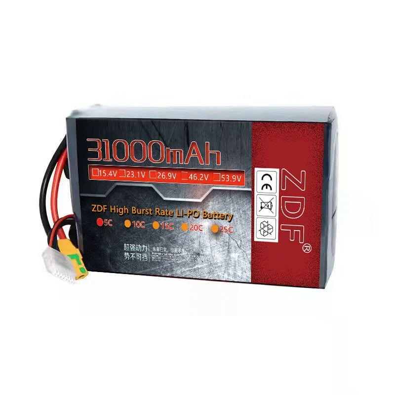 ZDF New High Energy Density 6S 23.1V 12000mAh 14000mah 18000mah 22000mah 28000mAh 31000mAh 42000mah 15C Solid State Battery Agriculture Drone Battery 11 310OOmAh Os4v 723.1V C26.9V 46.2v