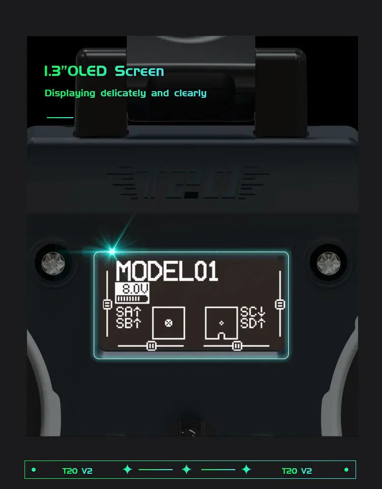 Jumper T20S T20 V2 - 2.4G 915MHz 1W RDC90 HALL VS-M Full Size Radio Remote Control Edgetx ELRS 14 Jumper T20S T20 V2, 13"OLED Screen Displaying delicately and clearly - = MODELO1 80