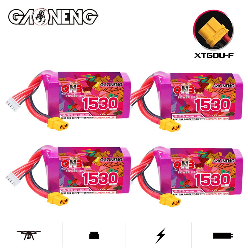 GNB 4S 14.8V 1530mAh 160C/320C Lipo Battery, GNB 4S 14.8V 1530mAh 160C/320C LiPo battery for RC FPV drone