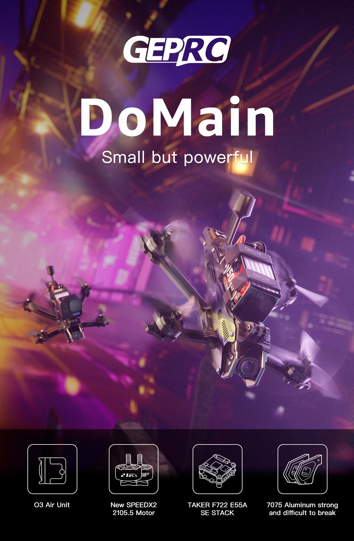 GEPRC DoMain4.2 HD O3 Freestyle FPV - 4.2 inch Freestyle Drone SPEEDX2 2105.5 2650KV FC F722 SE E55A 32Bit 4IN1 ESC DIY RC Quadcopter 8 GEPRC DoMain4.2 HD O3 Freestyle FPV, GEPRC DoMain Small but powerful 710* DYP 03 Air Unit S