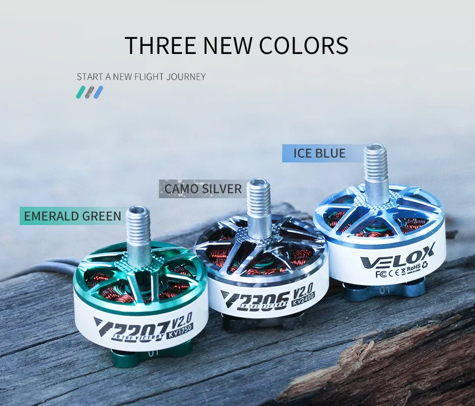 T-Motor Velox V2207 V2 - 1750KV 1950KV 5-6S / 2550KV 4S Brushless Motor for FPV Racing Drone Quadcopter Freestyle RC Parts 8 T-Motor, THREE NEW COLORS START A NEW FLIGHT JOURNEY ICE