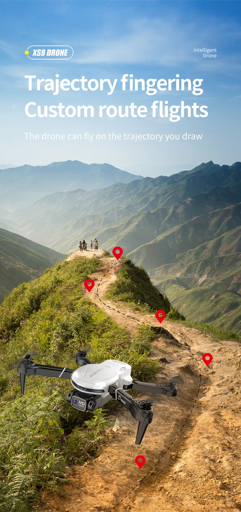 XS9 Drone, KS9 DRONE Intelligent Drone Trajectory fingering Custom route flights The