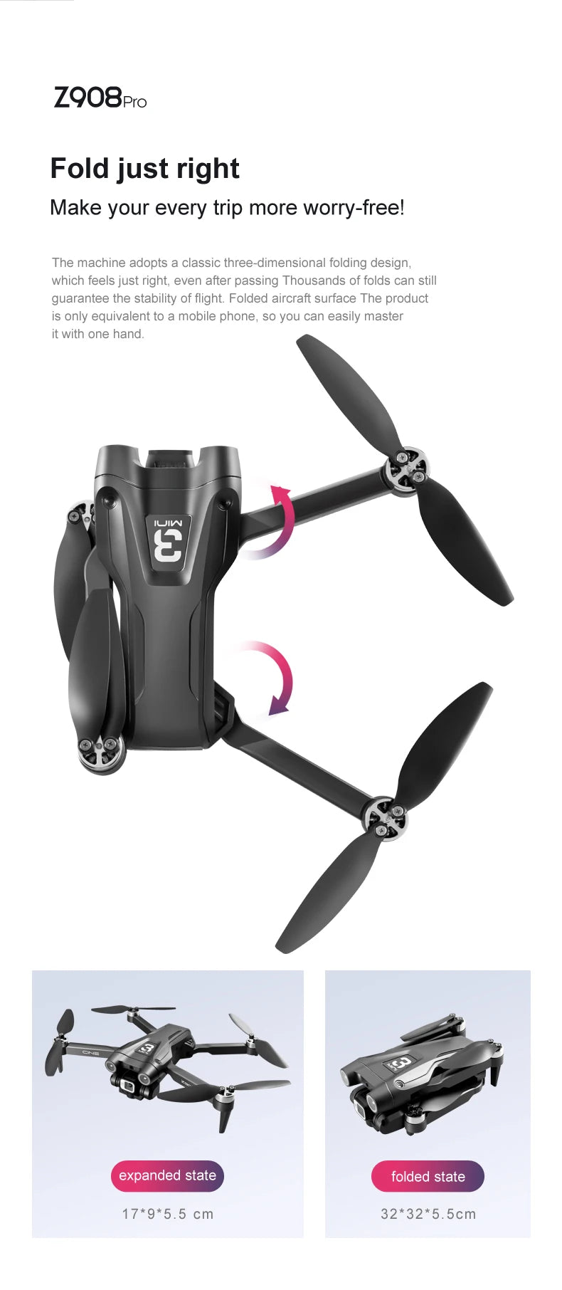 Z908 MAX Drone, z908pro fold just right makes your every trip more worry