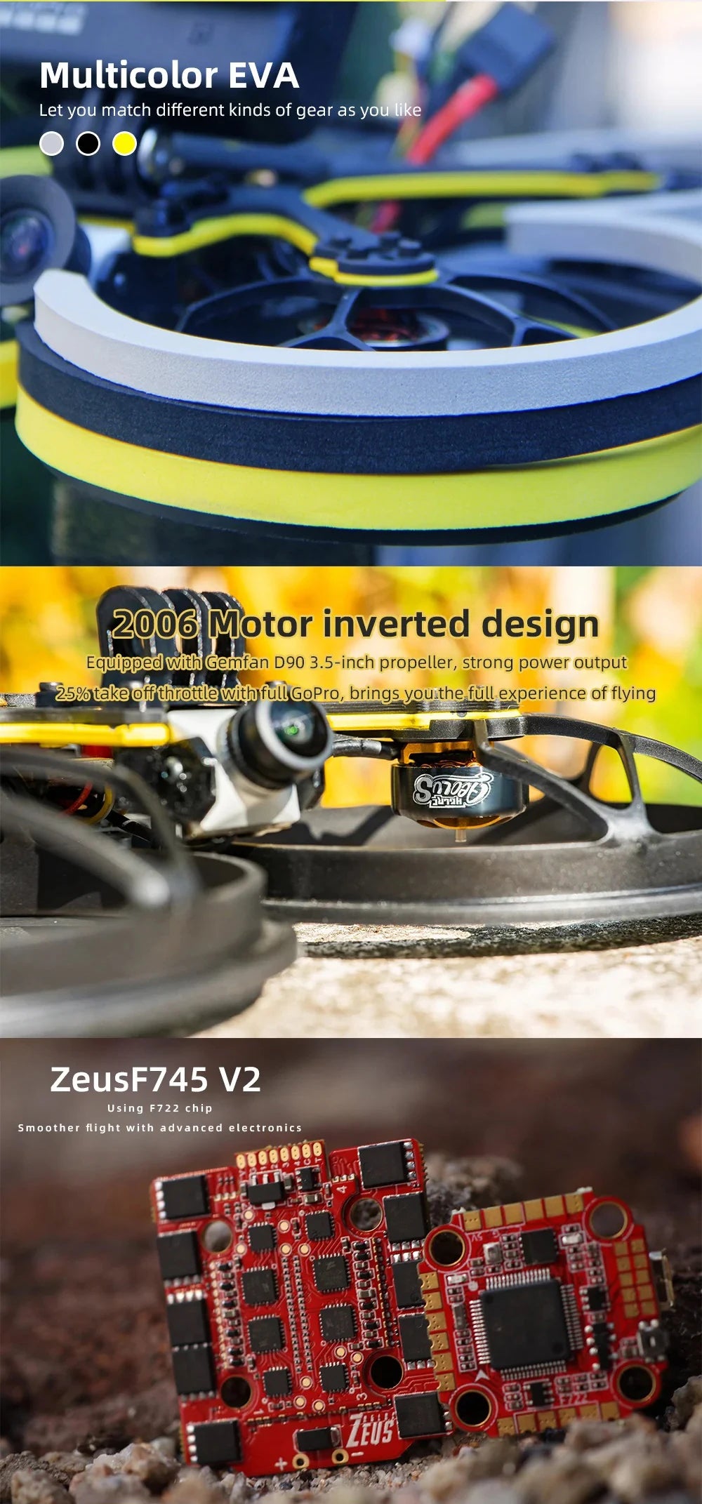 HGLRC Veyron35 CR Pusher - 3.5 Inch FPV Cinewhoop Racing Drone HD Polar Video Shooting - HD Version For RC FPV Quadcopter Drone 7 HGLRC Veyron35 CR Pusher - 3.5 Inch FPV, HGLRC Veyron35 CR Pusher, multicolor EVA Let you match different kinds of gear as you like 2008 Motor inverted design