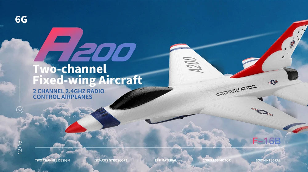 Wltoys A290 F16 RC Airplane, 6G Azoo Two-channel 2 Fixed-wing Aircraft 2 CHANNEL