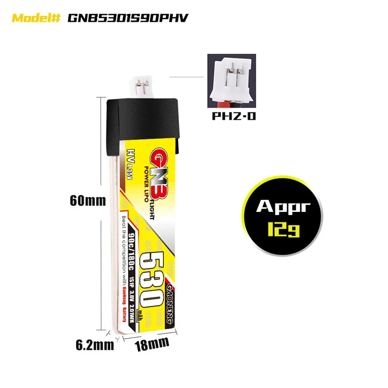 High-voltage LiPo battery pack for RC FPV drones, 5-pack with PH2.0/XT30U-F plug.