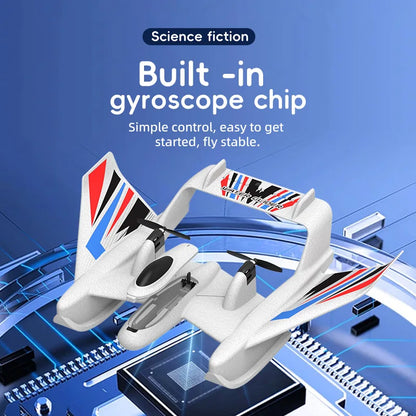 RC plane features built-in gyroscope, easy to learn and operate, suitable for beginners, flies on water and land