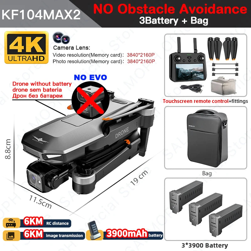 KF104 MAX2 Drone - 4K Camera 3-Axis Gimbal WIFI 360 Obstacle Avoidance ...