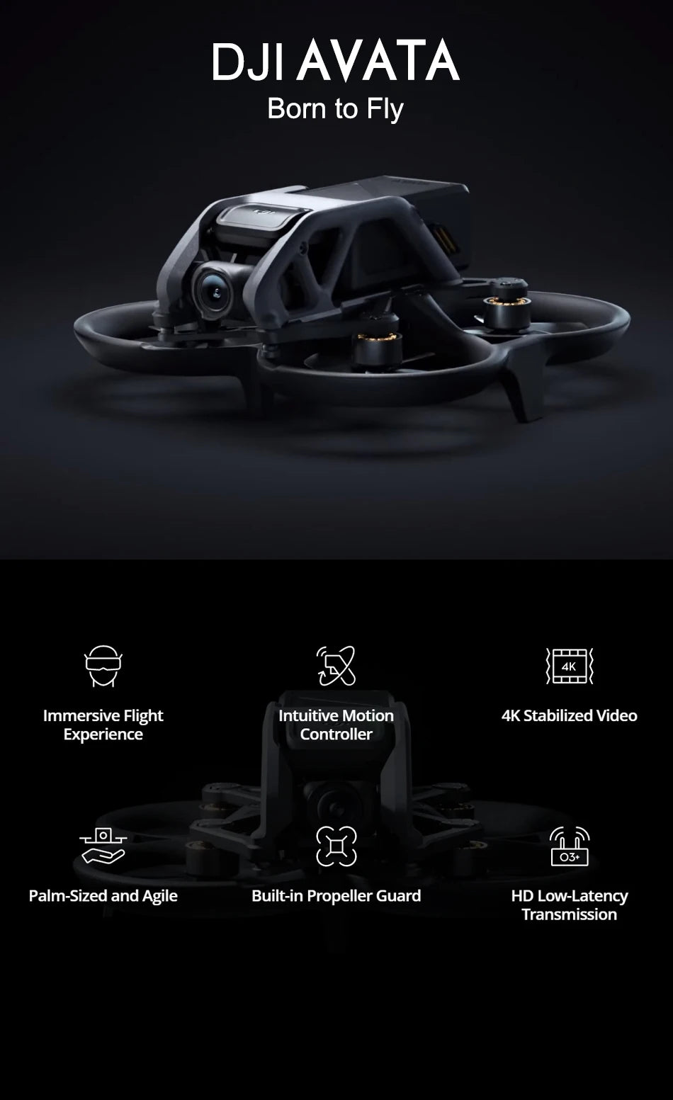DJI Avata FPV Drone, DJI AVATA Born to 4K Immersive Flight Intuitive Motion
