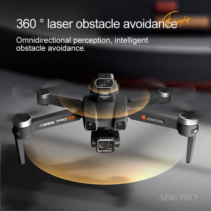 AE86 Pro Max Drone - GPS 4K HD Camera Three Axis Mechanical Pan Tilt Camera Brushless Laser Obstacle Avoidance GPS Drones toys