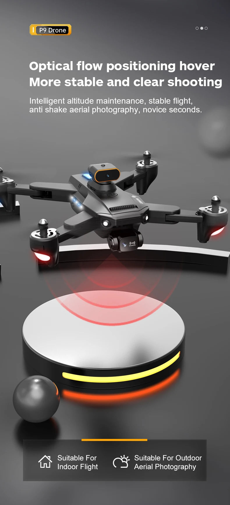 P9 Drone - ESC 8K Professional Dual HD Camera Obstacle Avoidance Aerial Photography Foldable Quadcopter RC Helicopter Toy 23 P9 Drone, drone optical flow positioning hover more stable and clear shooting intelligent altitude maintenance