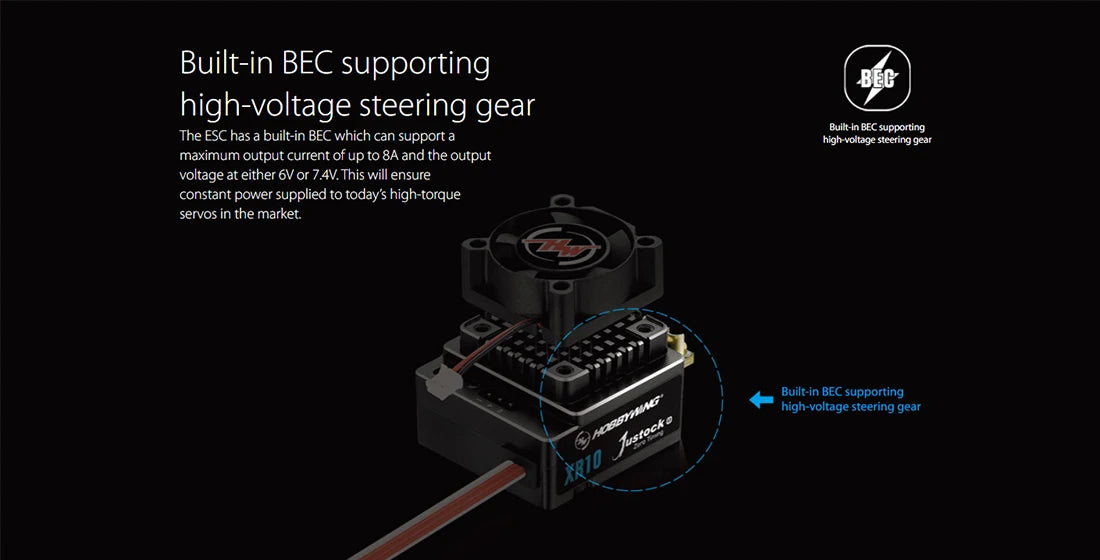 HOBBYWING XERUN XR10 JUSTOCK G3 60A ESC, built-in BEC supporting high-voltage steering gear 0s1mg fu