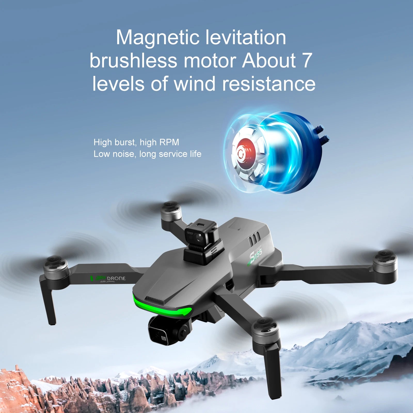 S155 Drone, magnetic levitation brushless motor About 7 levels of wind resistance High burst; high
