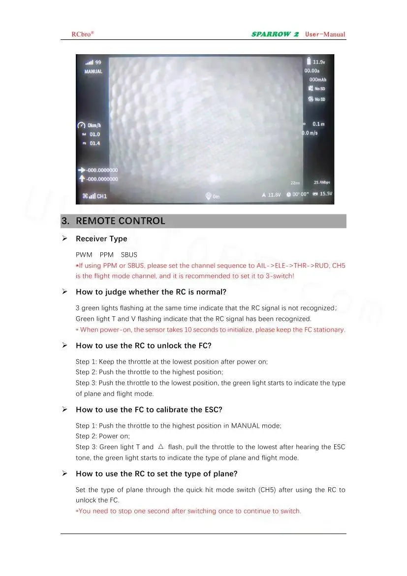 Lefei V2 Sparrow 6-Axis Return Home Stabilization with GPS Module Gyroscope Flight Controller for Air Unit FPV RC Airplanes Part 10 green lights flashing at the same time indicate that the RC signal is nol recognized