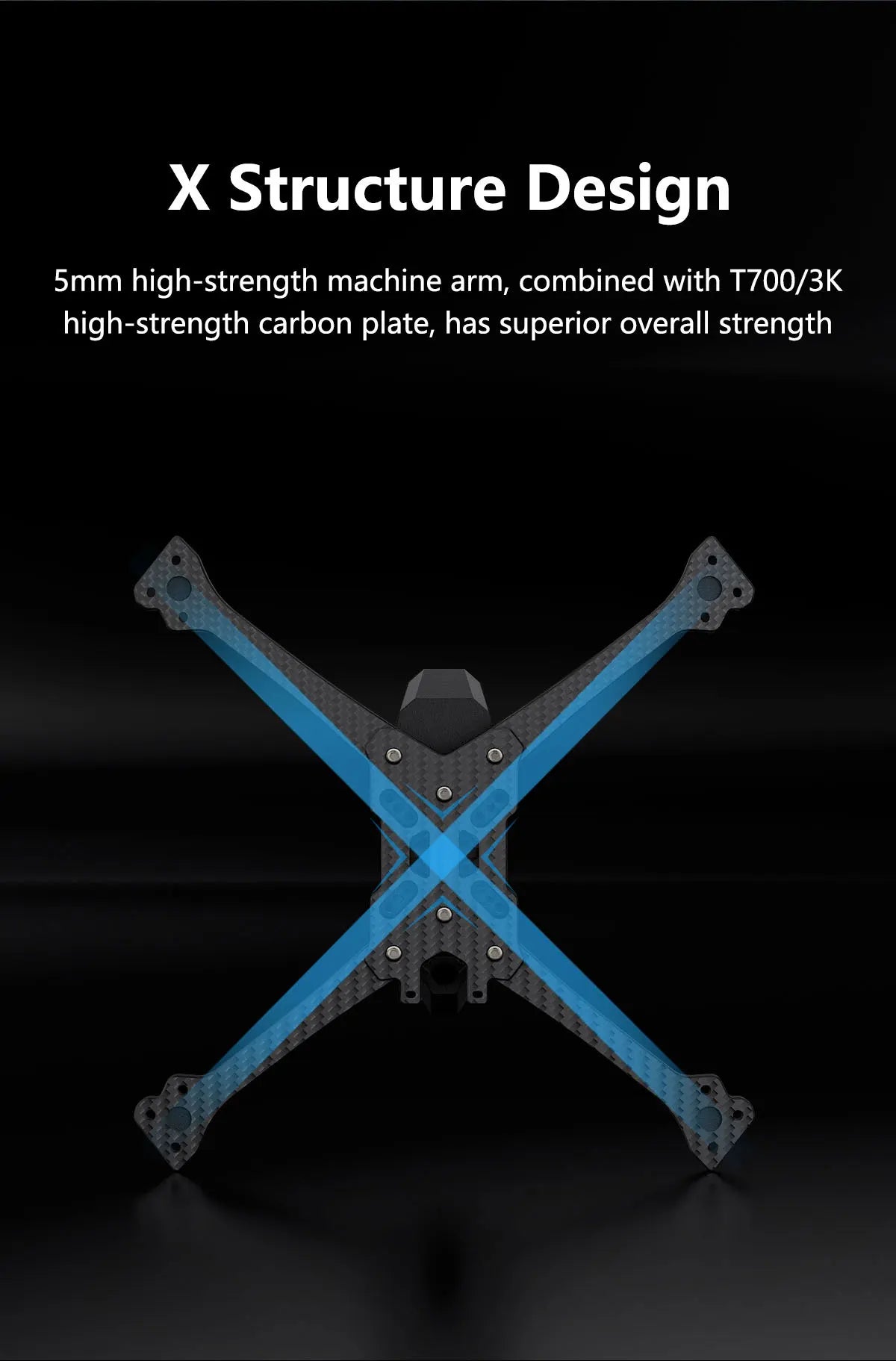 GEPRC Racer Frame Parts, Structure Design Smm high-strength machine arm has superior overall strength . combined